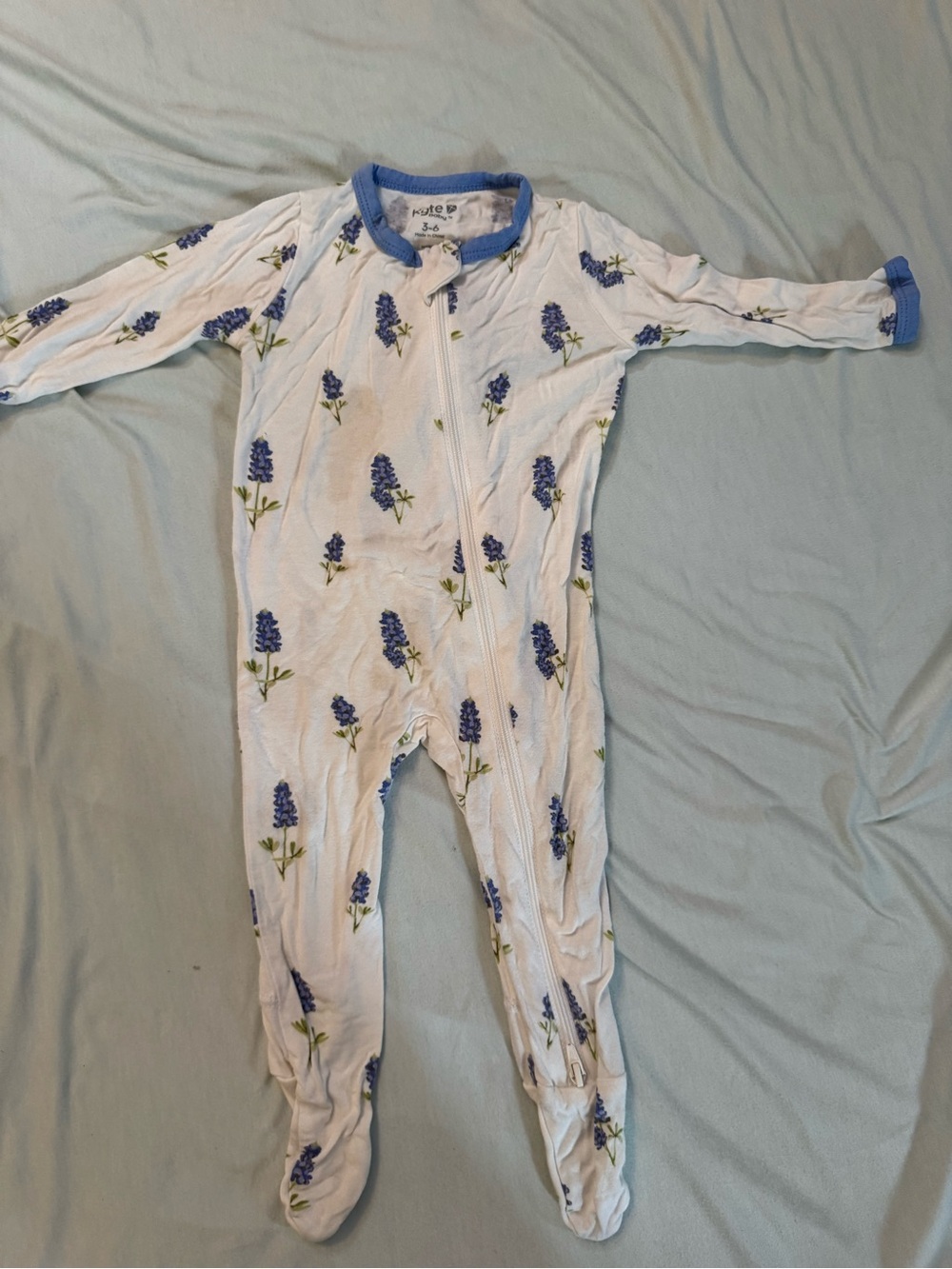 Kyte baby Floral Print One-Piece Pajama - Blue/White